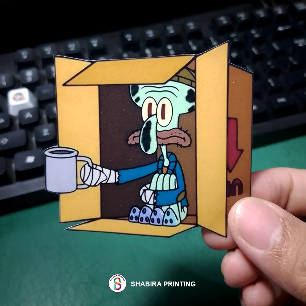 Stiker Squidward Ngemis Tahan Air Waterproof Bahan Vinil