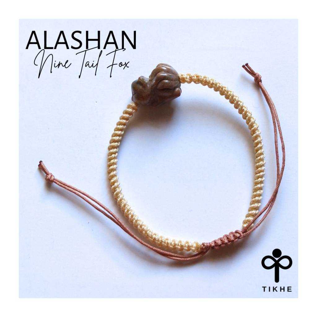 TIKHE JEWELRY Alashan Ninetail Fox Charm Spacer Bracelet Gelang Tangan Tgn Manik Batu Alam Asli Natu