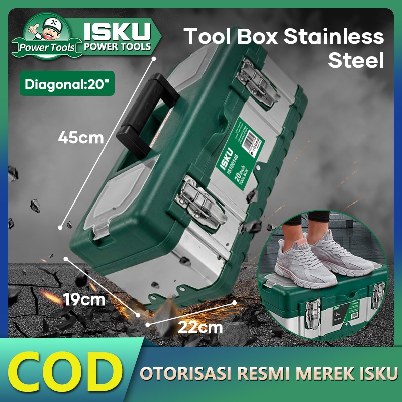 ISKU Tool Box Besar Plastik 14 15 17 18 19 20 Inch Bahan Pp Tools Box Kotak Peralatan Besi /Tool Box