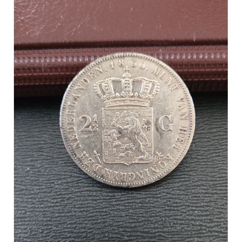 koin kuno, koin perak 1 gulden 1850 Willem III