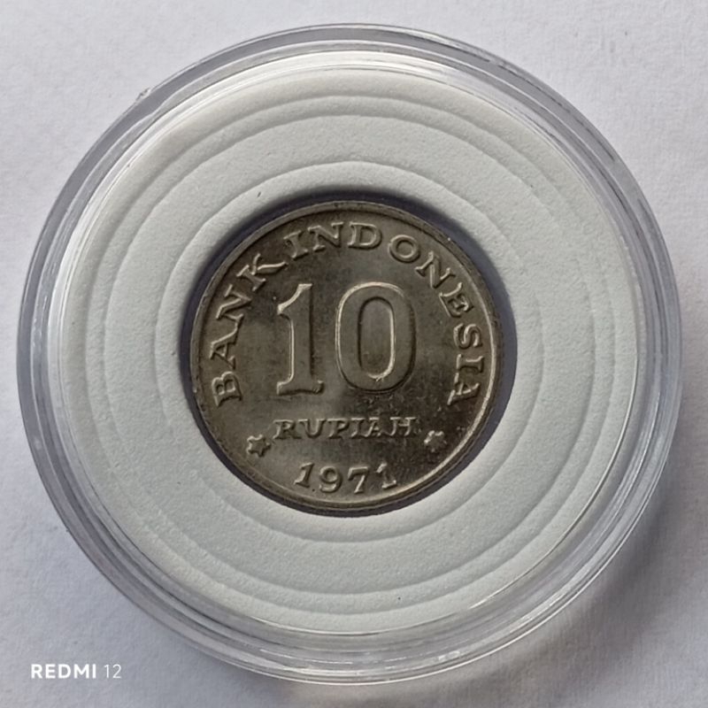 uang koin 10 rupiah tahun 1971 GRES luster asli