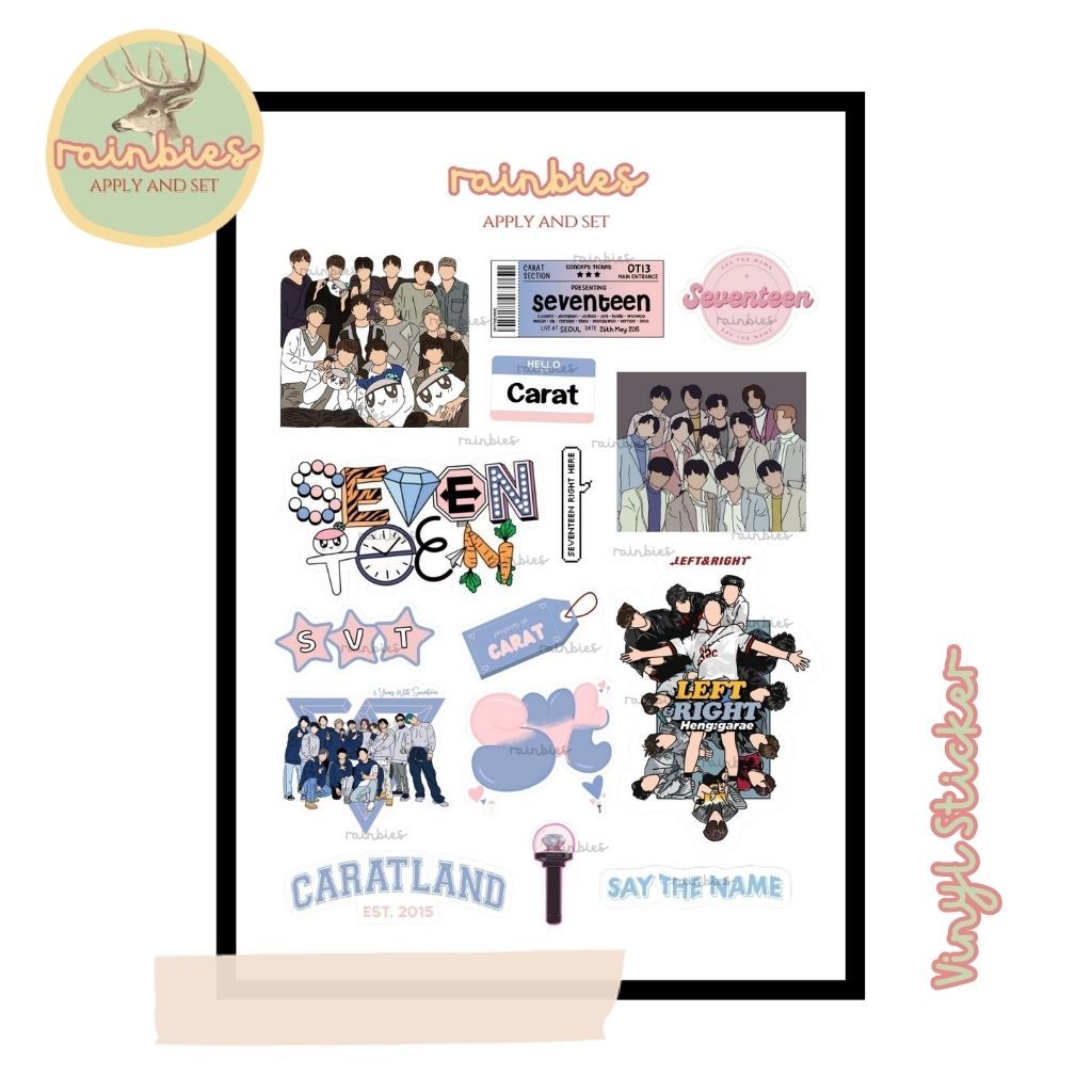 

Sticker Seventeen Kpop Stiker Vinyl Waterproof Carat HP Tablet Laptop Koper Travel Aesthetic