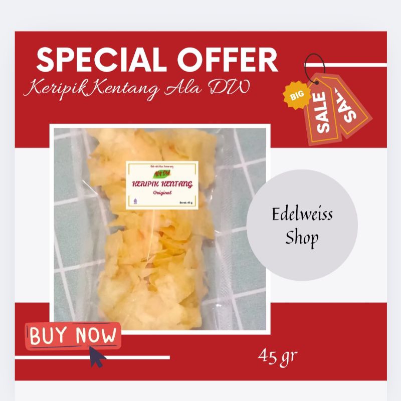 

Keripik Kentang ALA DW Rasa Original Gurih Rasa Kentang Asli Non MSG Renyah