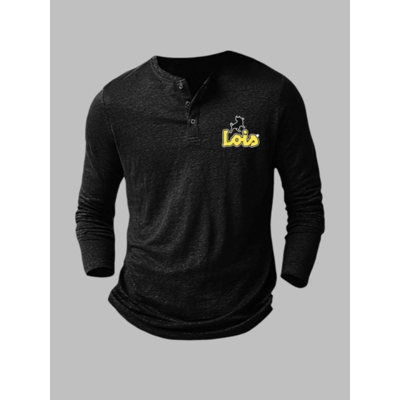 KAOS KANCING LENGAN PANJANG LOGO LOIS // KAOS KANCING LENGAN PANJANG PRIA  // KAOS PANJANG LENGAN KE