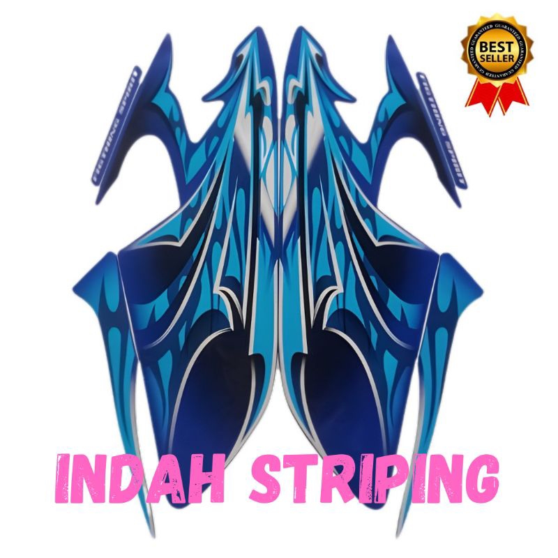 STIKER LIS STRIPING MOTOR RX KING TAHUN 2006 WARNA BIRU