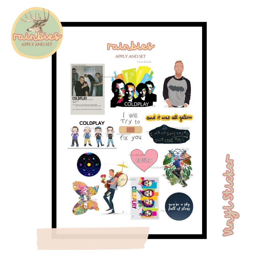 

Sticker Coldplay Stiker Vinyl Waterproof HP Tablet Laptop Koper Travel Aesthetic