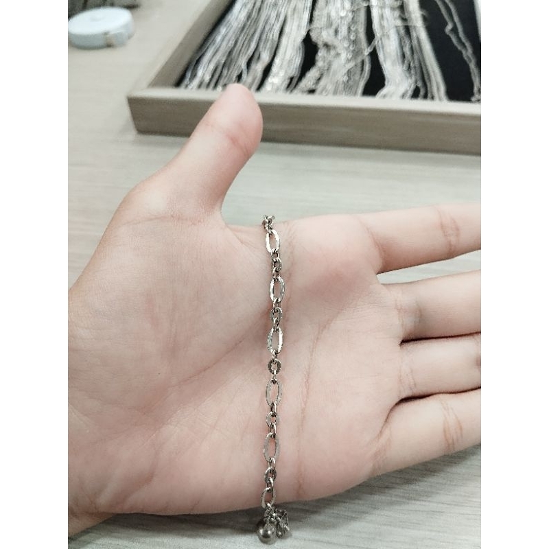 Gelang Rantai Nori Kaca Perak 925 Asli