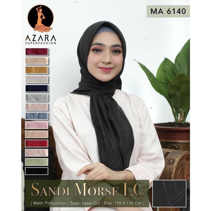 HIJAB SANDI MORSE BY AZARA // HIJAB SEGIEMPAT // HIJAB MOTIF // HIJAB GROSIR MURAH KEKINIAN