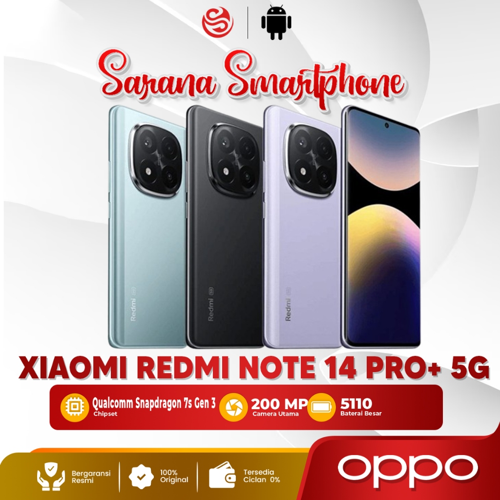 Xiaomi Redmi Note 14 Pro+ 5G 8/256GB 12/512GB Hp Gaming Android Terbaru Original Garansi Resmi