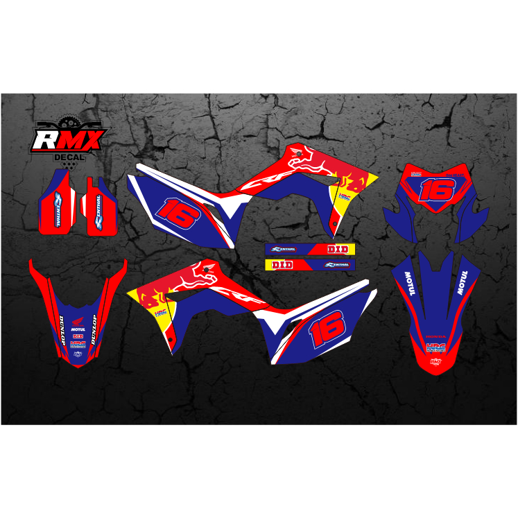 DECAL CRF 150 L FULLBODY (007) DEKAL STIKER CRF 150L MERAH HITAM, KUNING, HIJAU, BIRU TUA/MUDA, EMAS