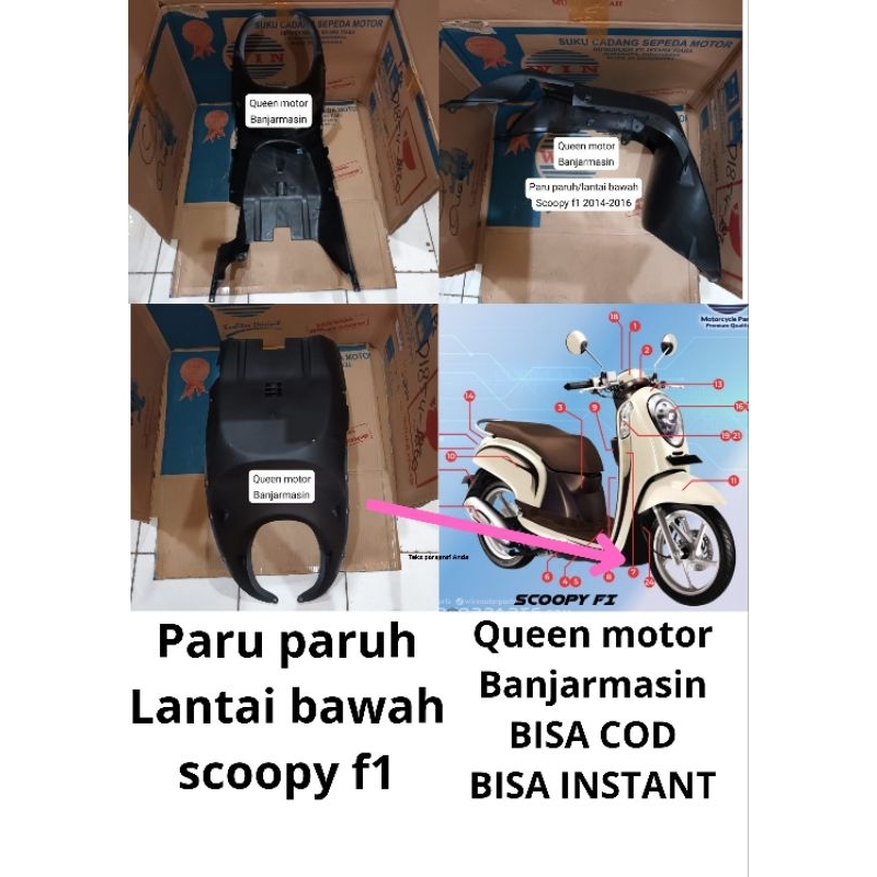 Paru Paruh honda scoopy fi injeksi 2014 2015 2016 Dek paru Dek bawah Cover Penahan lumpur Lantai baw