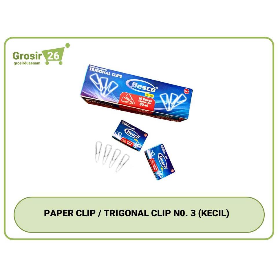 

(1 box) paper trigonal clip / klip penjepit kertas no. 3 kecil