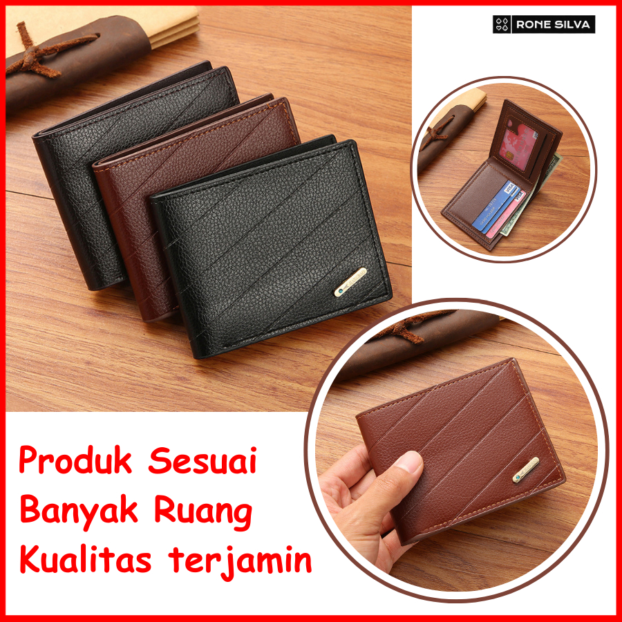 Dompet Laki2 Kulit Lipat  Pria Cowok Kecil Ori Banyak Slot Atm Ktp Bapak Terbaru Simpel Genggam Prem