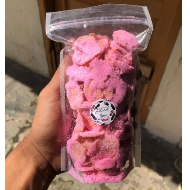 

100gram KERIPIK PISANG BULAT RASA STRAWBERRY ASLI NAGIHH