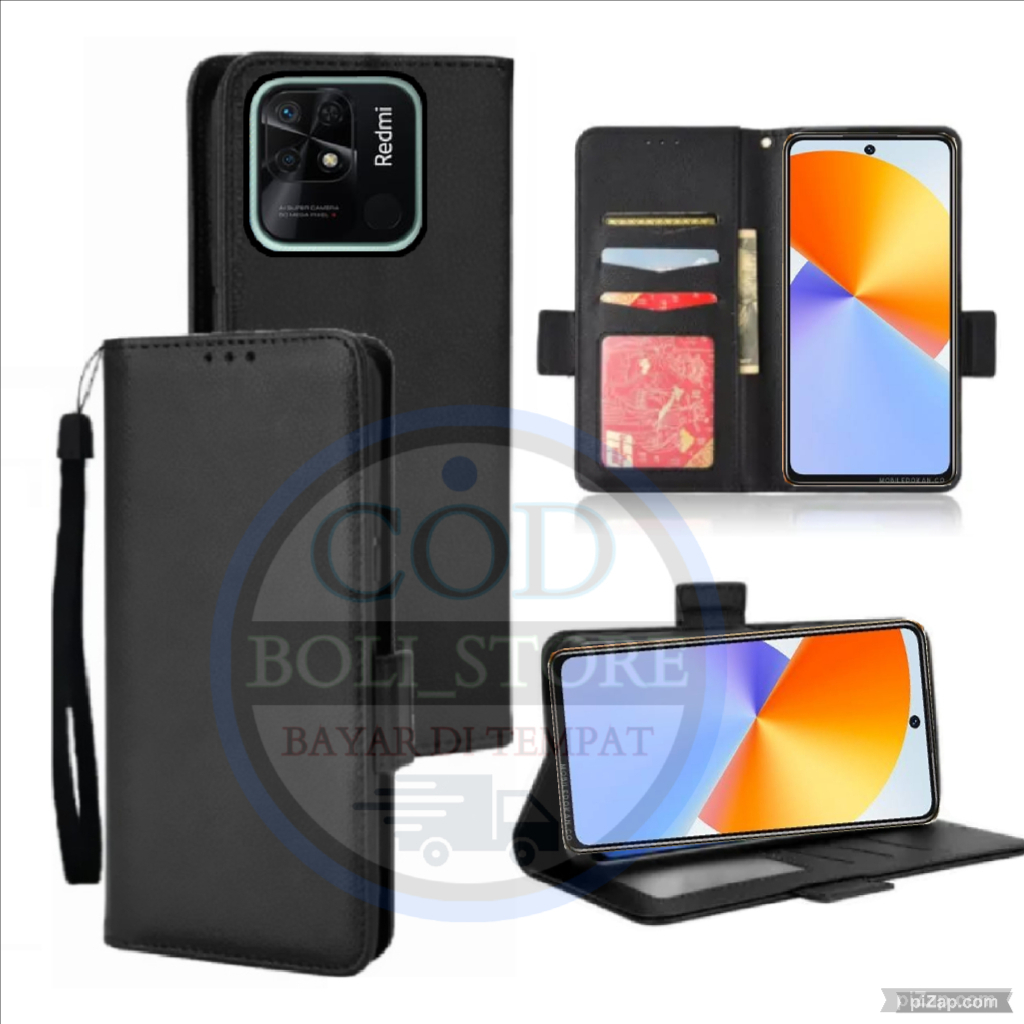 XIAOMI REDMI 10C FLIP LEATHER CASE PREMIUM-FLIP WALLET CASE KULIT UNTUK XIAOMI REDMI 10C