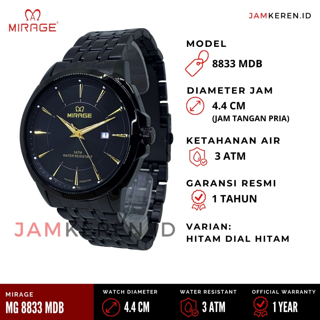 Mirage - Jam Tangan - Jam Tangan Mirage Pria - Jam Mirage 8833 MD Jam Mirage Pria Original 100%
