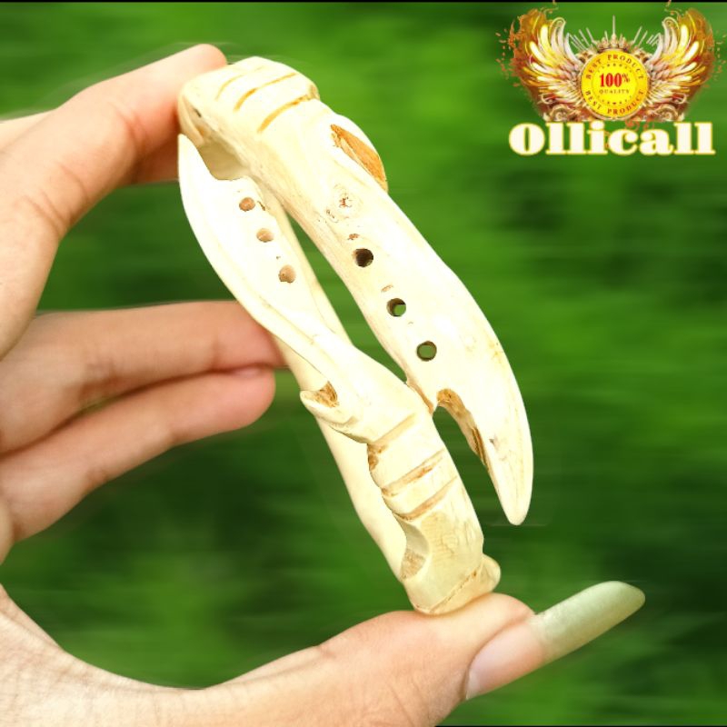 gelang akar Bahar putih natural ukir kujang kembar super elegan 100% original