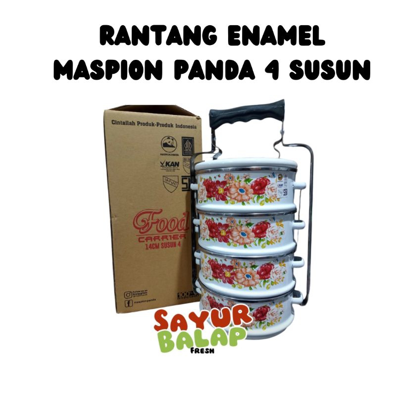 Rantang Enamel Susun 4 Rantang Maspion Panda 14cm Rantang 4 Susun Rantang Jadul Rantang Food Carrier