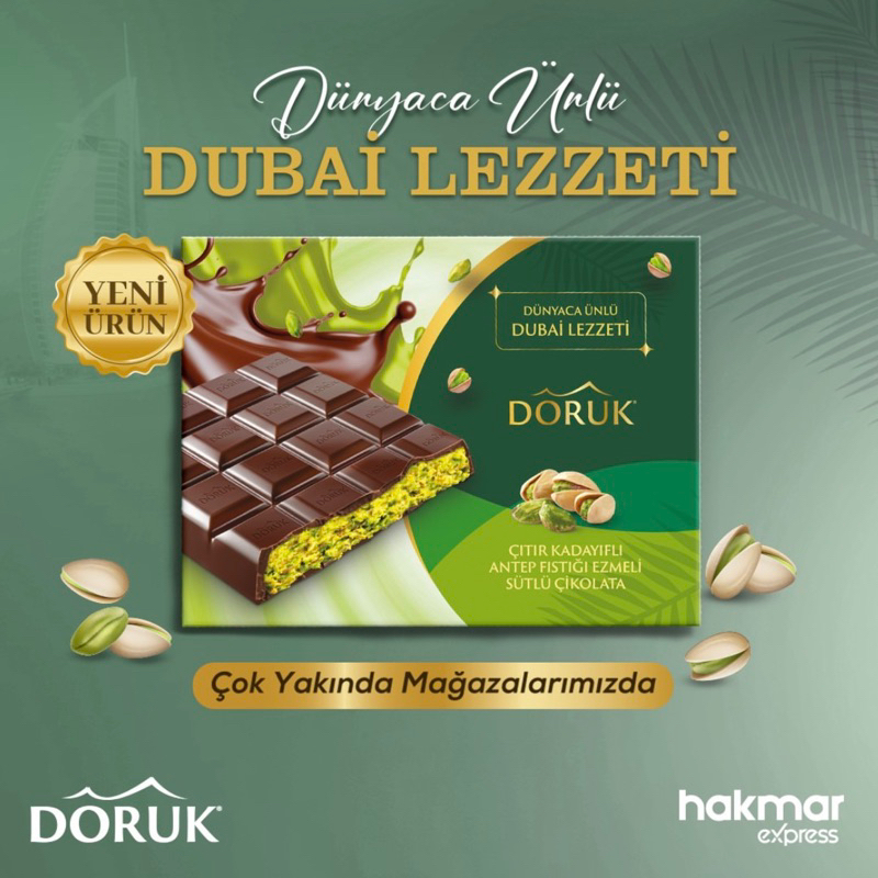 

DORUK Coklat Dubai Pistachio | Dubai Chocolate | Dubai Çikolata Türkiye Turkey Turki