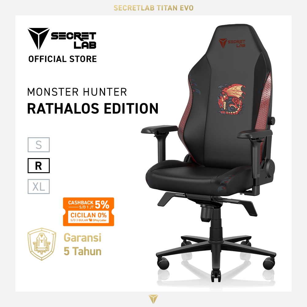 Kursi Gaming Secretlab TITAN Evo Monster Hunter Rathalos Edition - Desain Khas Rathalos