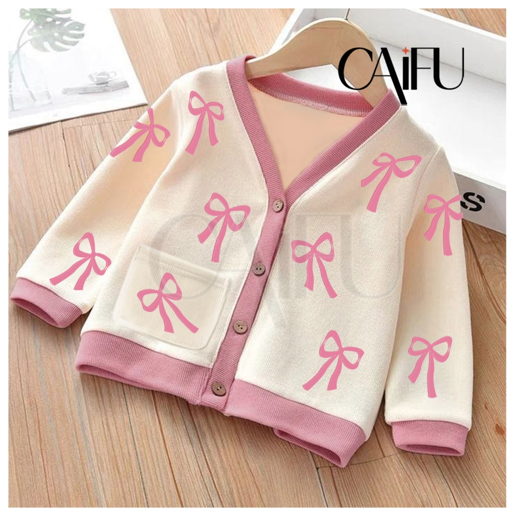 Cardigan PITA Anak Perempuan Cardi Lengan Panjang Atasan Anak Y2K Usia 3-12 Tahun Cantik Fashion