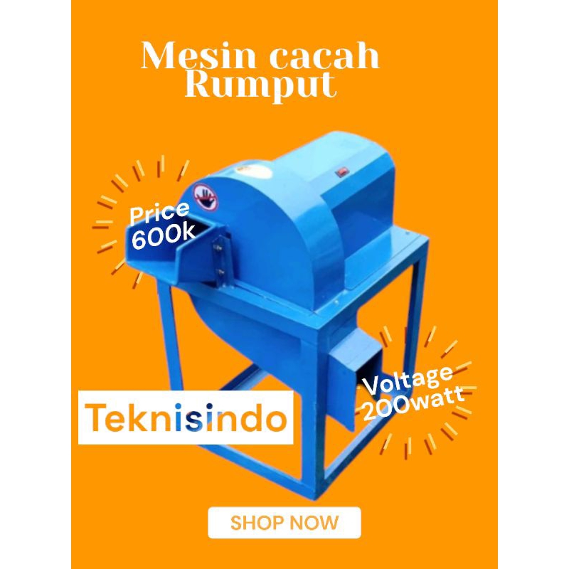mesin cacah rumput mini /lengkap dengan motor penggerak dinamo 200watt