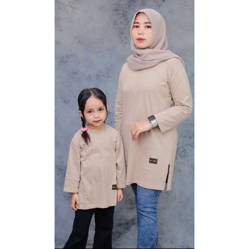 ATASAN KAOS TUNIK POLOS WANITA LENGAN PANJANG TUNIK KAOS MUSLIMAH TUNIK COUPLE TUNIK KAOS COMBED 24s