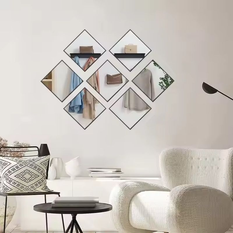 HIASAN KACA DINDING AESTHETIC - DEKORASI RUANG TAMU / Cermin Hias Tempel Frame Minimalis