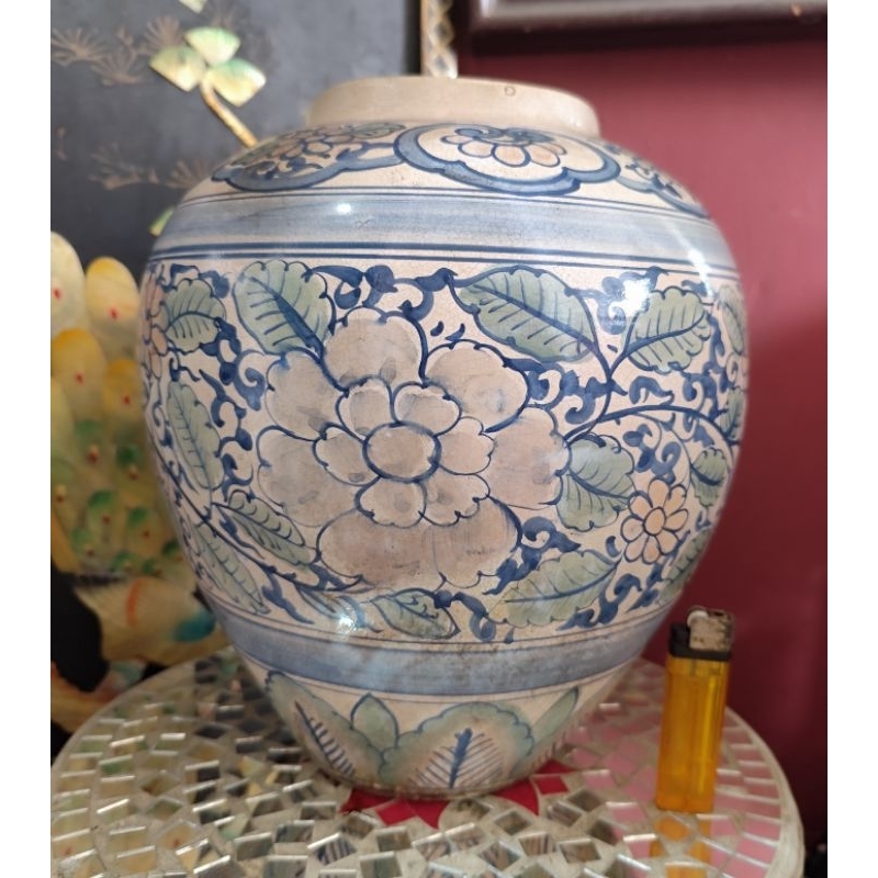 Guci antik Jadul lukisan Tangan klasik kramik pecah seribu CACAT produksi Tinggi :28cm