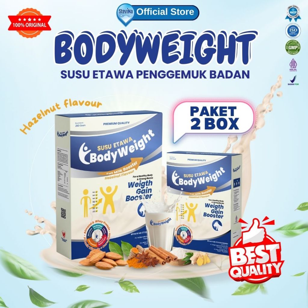 

BodyWeight Susu Kambing Etawa - Penggemuk Badan Membantu menyerap kebutuhan nutrisi secara optimal - Paket 2 Box Kemasan 250grm