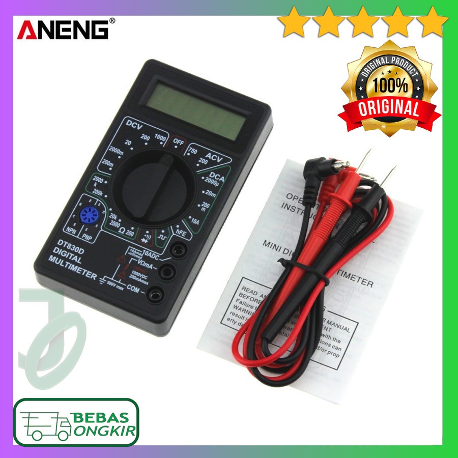 AVO Meter Alat Tes Kelistrikan Digital Multimeter Voltage Tester ANENG DT-830D