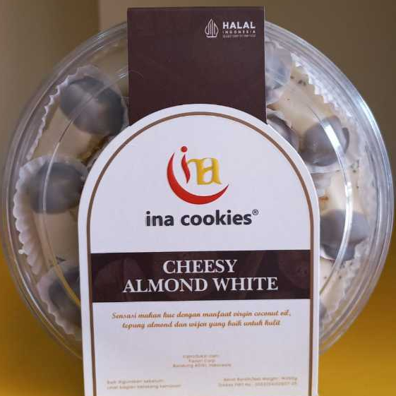 

Cheesy Almond White (Putri Voula) - Kue Kering Premium Toples Reguler by Ina Cookies