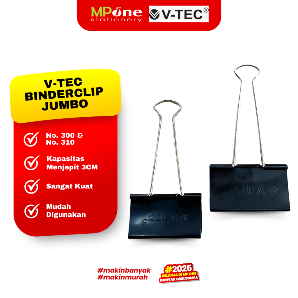 

(1 PCS) V-TEC Binder Clip Jumbo No. 300 & No. 310 / Penjepit Kertas / Klip Kertas 300 & 310 V-TEC