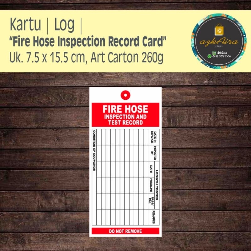 

Kartu Fire Hose Inspection Record Card