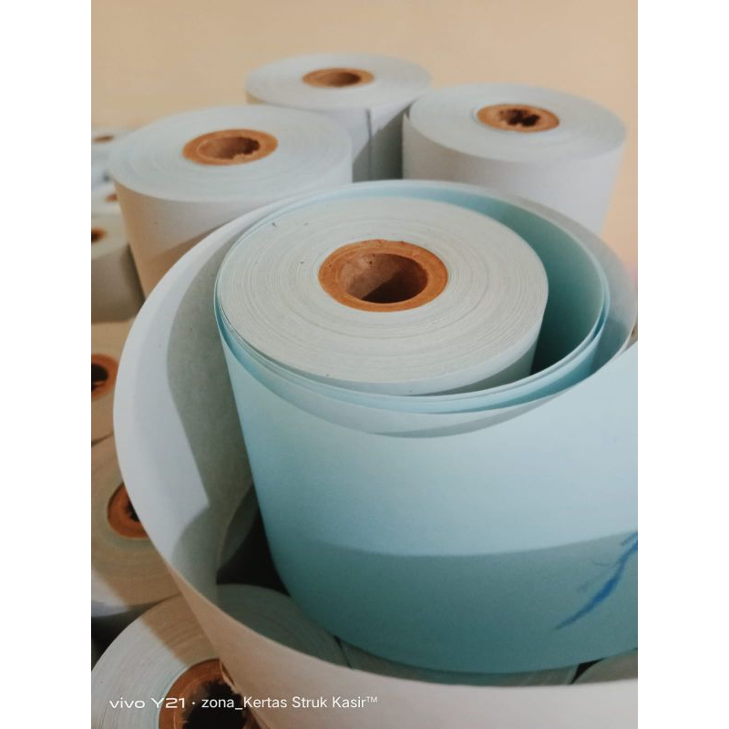 

Kertas kasir NCR 2 play putih-biru ukuran 75x60mm paket 10 pcs