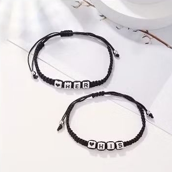 Gelang Serut Couple Tali korea Bisa Custom Nama Model Anyam