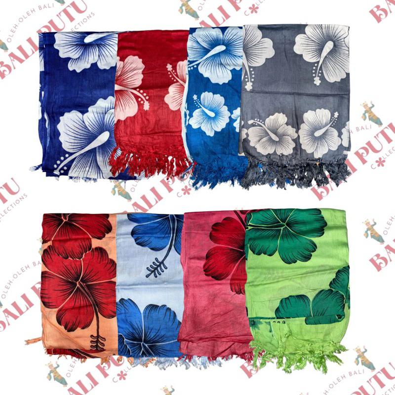 KAIN PANTAI BALI MOTIF KEMBANG SEPATU/JEPUN BALI | KAIN SARONG BALI | KAIN BALI | KAIN BALI PUTU COL