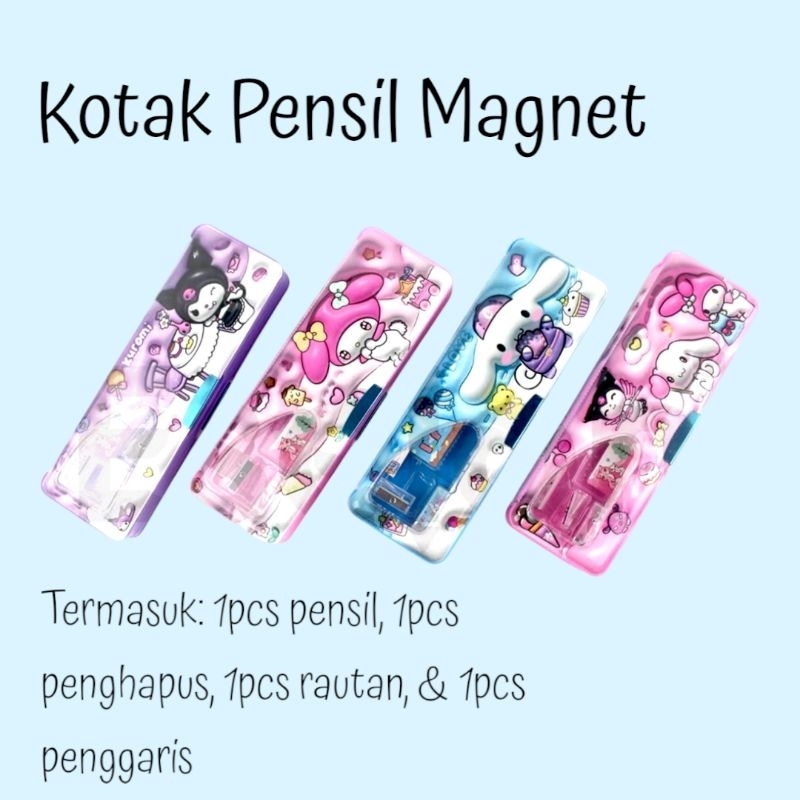 

Tempat Pensil Anak Perempuan Karakter Sanrio Kuromi Melody Cinammoroll Magnet 2 Sisi Tepak TK Pensil Case Alat Tulis