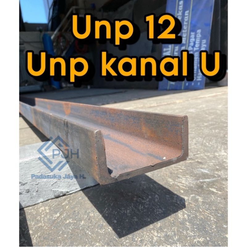 UNP 12 Kanal U 120mm . besi baja UNP multifungsi cocok untuk mesin.  panjang mulai dari 10cm sampai 