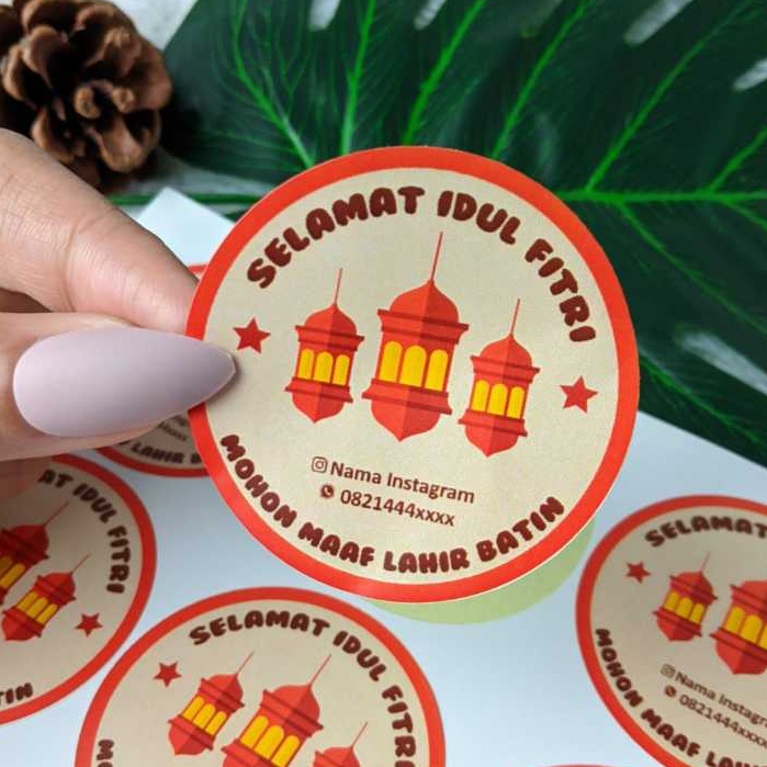 

2-4 Threemind Print Cetak Sticker Label Bulat Idul Fitri Stiker Lebaran Toples Label Kue Kering