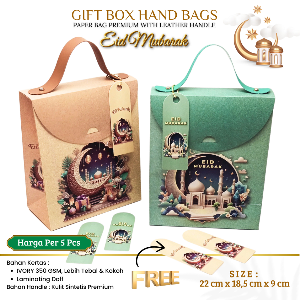 

Paper Bag Idul Fitri ( 5 PCS ) / BAGGY BOX / Hampers Box / Box Baby Shower / box wedding / Souvenir