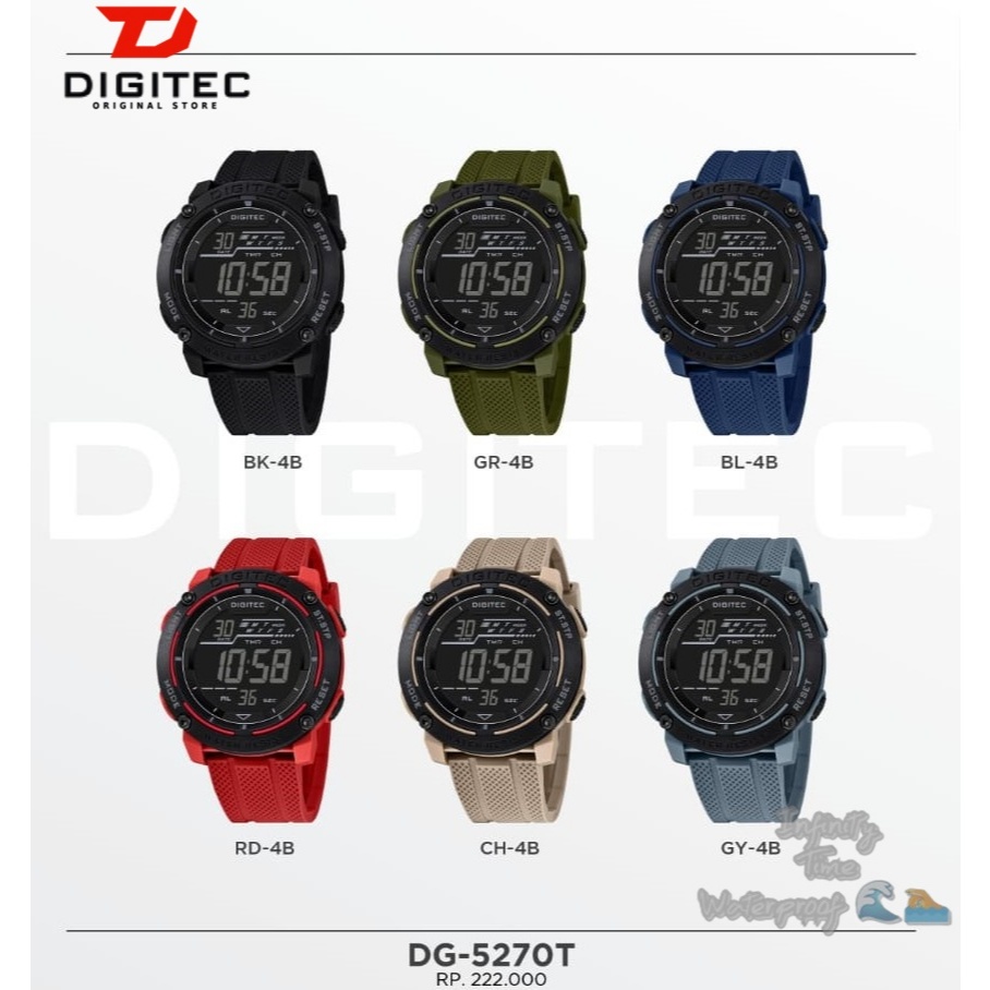 Jam Tangan Digitec DG5270T 5270 Cowok Digital Strap Rubber Kualitas Original Waterproof