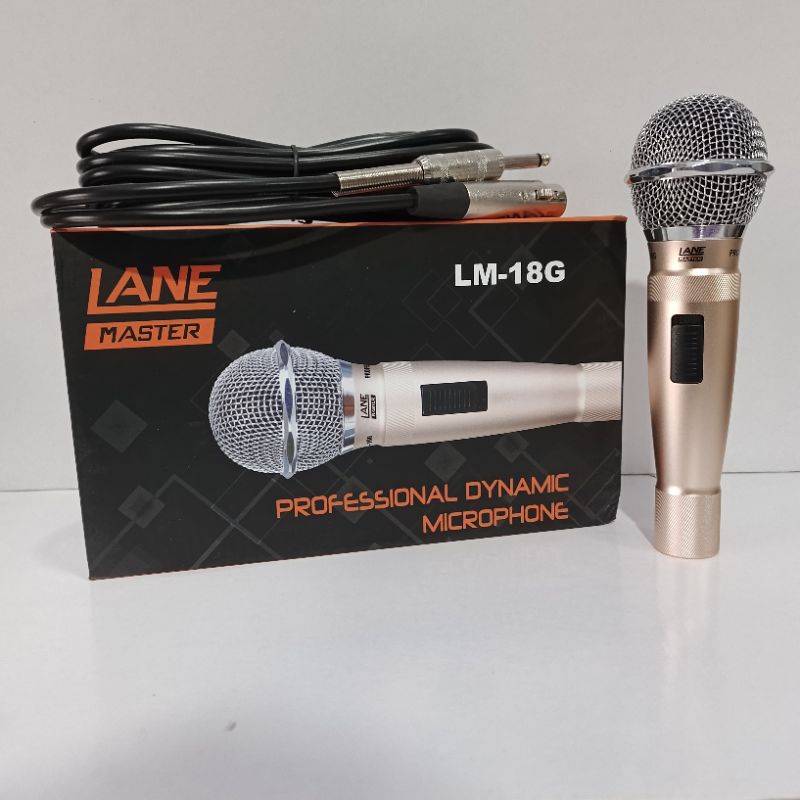 Microphone Lane Master LM- 18G Gold Emas, Mic Kabel Lane Master Gold Original