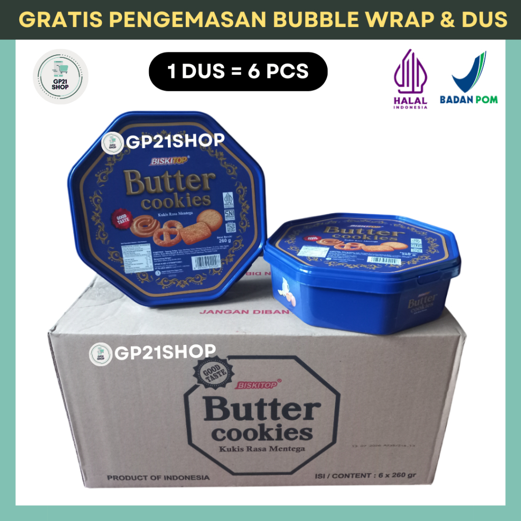 

Biskitop Butter Cookies Segi-8 260gr [1 DUS/1 KARTON | ISI 6 PCS] - Biskuit Lebaran Parcel Hampers