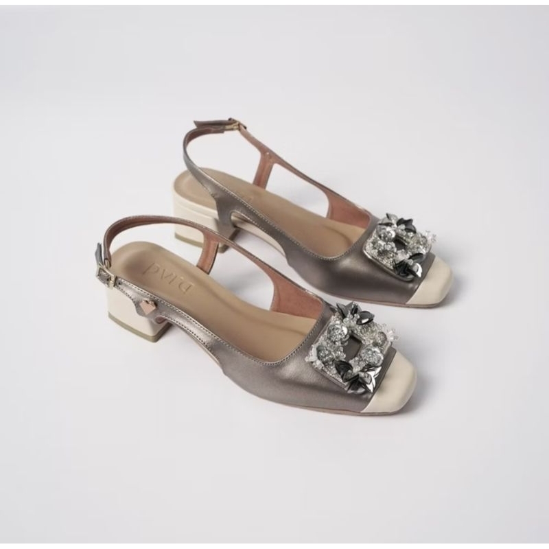 PVRA KANIA HEEL BRONZE IVORY/SEPATU SANDAL WANITA PVRA