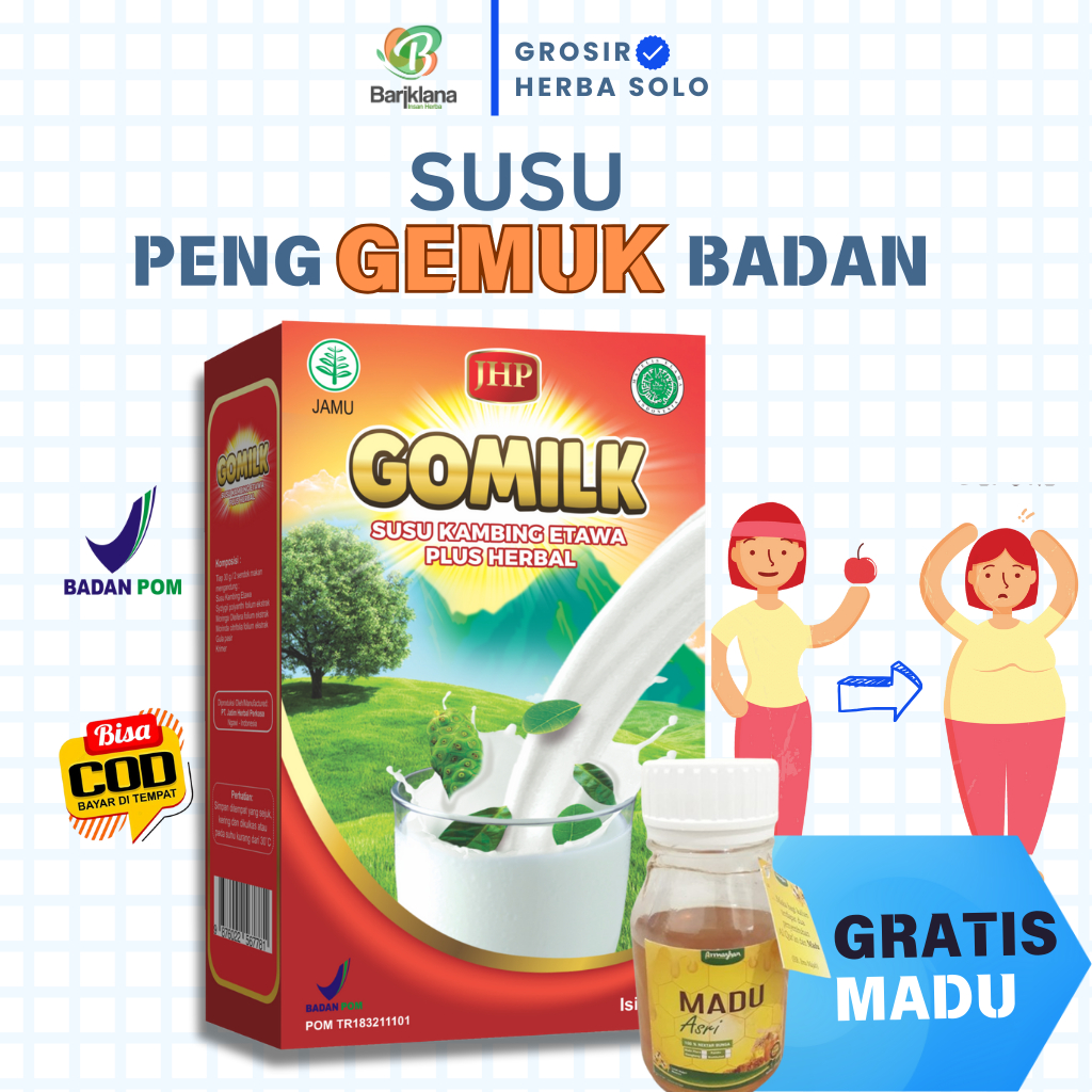 

[ BISA COD + GARANSI ] [ BELI 1 GRATIS JAHE ] [ BELI 3 GRATIS MADU ] Gomilk Susu Kambing Etawa Plus Herbal Penambah Nafsu Makan Makan Berat 200gram