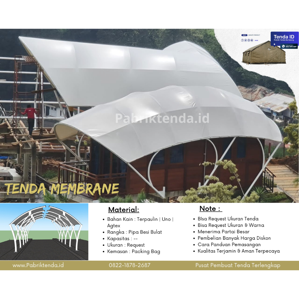 TENDA MEMBRANE CANOPY - JASA BUAT TENDA MEMBRANE - TENDA MEMBRAN - TENDA GLAMPING