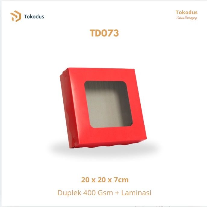 

Kardus Kue/Box Bolu 20x20x7 cm Duplek Merah Laminasi Dalam -Tokodus Pagarsih