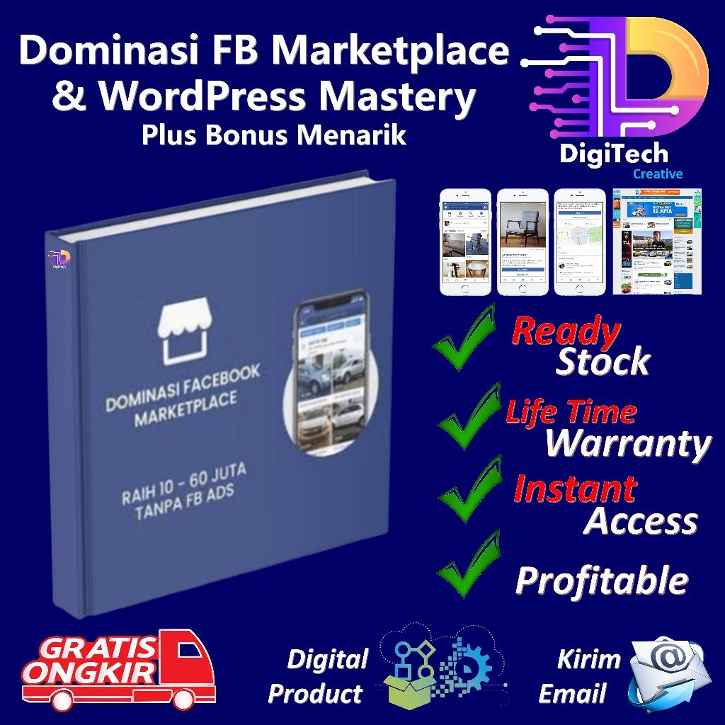 Digital Marketing - E Course Dominasi FB Marketplace n Wordpress Mastery Murah Viral Banyak Bonus