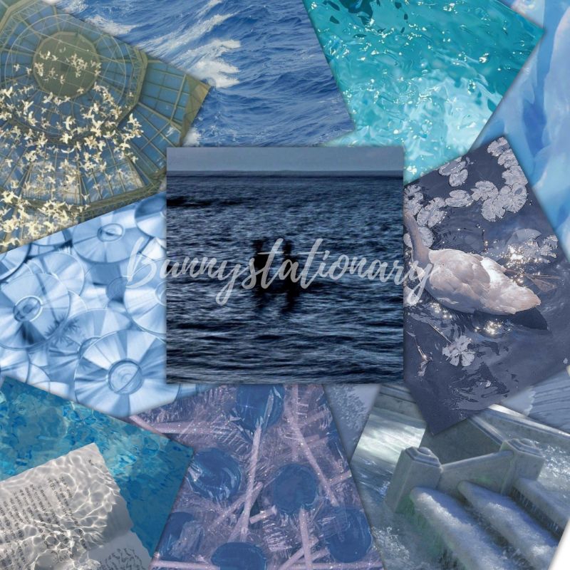 

Sticker Aesthetic | 30++ pcs Aesthetic Typography Blue Sticker Set | Korean Journal/Scrap Diary Material |